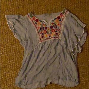 Floral and striped blouse